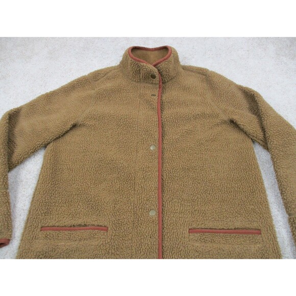 Old Navy Sweater Womens Medium M Caramel Brown Sherpa Shell Fleece Full Zip - Picture 3 of 10